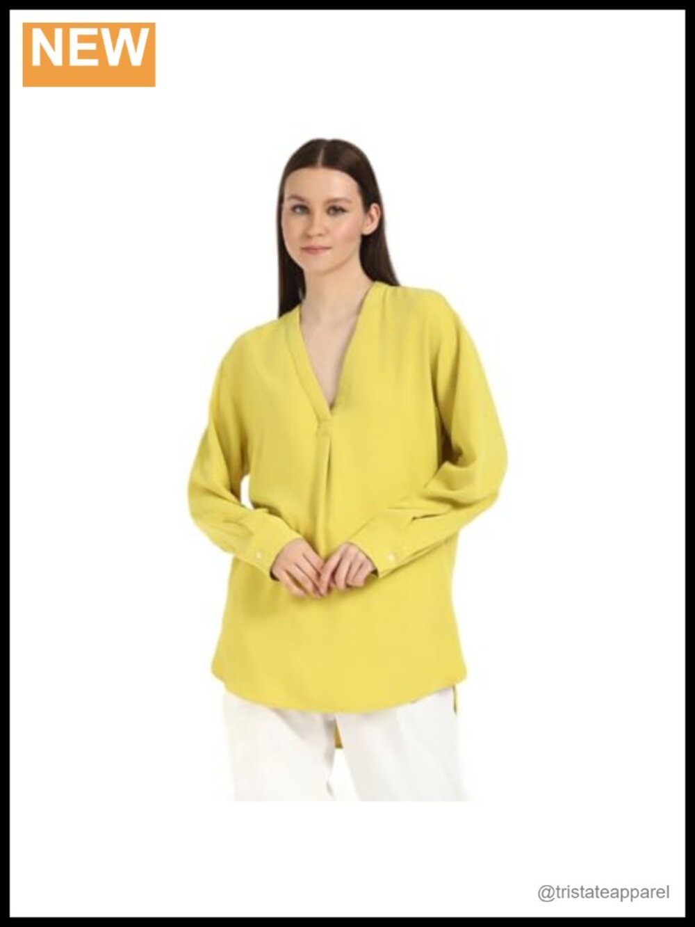 Women's Relaxed V Neck Blouse Long Sleeve Non-Stretch Polyester